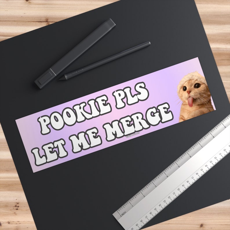 Pookie Pls lassen mich verschmelzen | Autoaufkleber UND Automagnet | Lustiger Meme Aufkleber | 8,7 '' X 2,7 '' | Wasserdichte Premium-Qualität Bild 2
