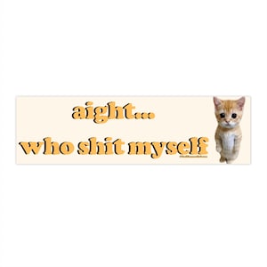 Aight Who Shit Myself | Bumper Sticker AND Magnet | Funny Meme Sticker | 8.7'' X 2.7'' | Waterproof Premium Quality