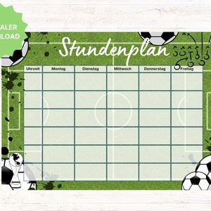 Printable timetable, school start, football, school enrollment, school enrollment gift, school start, timetable download, timetable PDF