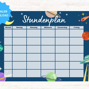 Timetable to print out, school start, space, school enrollment, school enrollment gift, school start, timetable download, timetable PDF