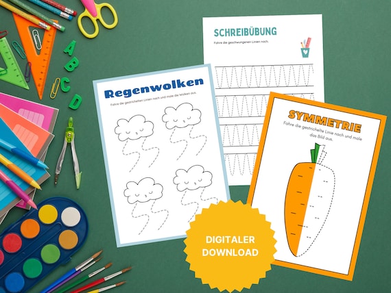 Feinmotorik lernen, Stiftkontrolle, Schwungübungen, Nachspurübung, Schreiben lernen, Schreibübungen Vorschule, 1 Klasse Übungen, digital