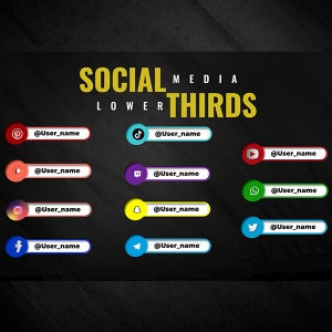 Social Media Lower Thirds (YouTube, Twitter, Facebook, Instagram, TikTok, Telegram… etc)(mogrts Premiere Pro)