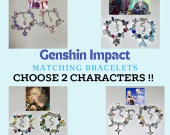 Genshin Impact Pulseras de desorden a juego hechas a mano (¡¡Elige 2 personajes!!)