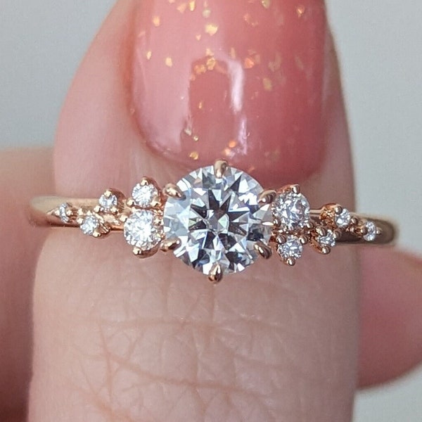 Dainty Scattered Moissanite Engagement Ring | 5.5mm | Aleena