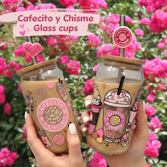 16oz Iced Coffee Cup with Bamboo Lid & Straw