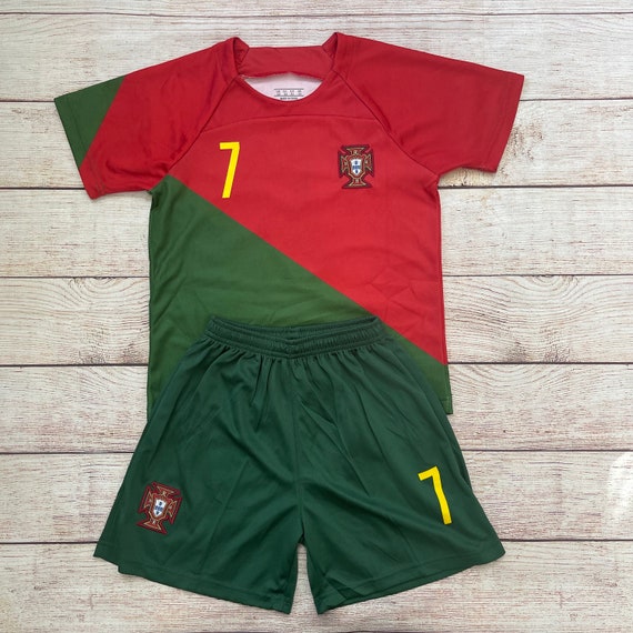 Portugal 2022 Cristiano Ronaldo 7 Kids Jersey Football Uniform a Set of Top Short for Boys Girls Youth Sizes Ships Fast From US Etsy