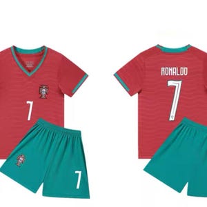 Portugal 2026 FIFA World Cup Cristiano Ronaldo #7 Kids Jersey | Football Uniform | a set of Top + Shorts ( Ships Fast From US) image 2