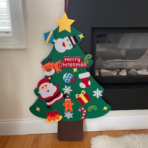 Felt Christmas Tree Set Wall Hanging Decorations with Ornaments for Kids