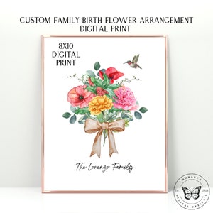 Personalized Family Birth Flower Arrangements | Digital | Birth Flowers | Flower Bouquet | Mother&#39;s day gift | birthday gift | Mother&#39;s day