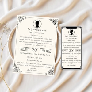 Bridgerton Theme Invitation | Bridgerton Baby Shower | Dearest Reader | Social Pages | Digital Invite | Bidgerton | Baby Shower Invite |