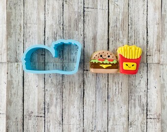 Burger and Fries 2 Cookie Cutter, food cutter, burger cutter, fries cutter, fast food cutter, bbq cutter