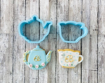 Tea Cookie Cutter Set, tea cup cutter, teapot cutter, drink cutter, coffee cutter, party cutter