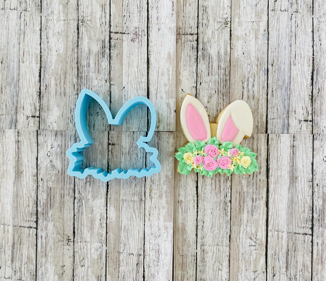 Floral Bunny Ears Cookie Cutter, Bunny Plaque Cutter, Easter Cutter ...