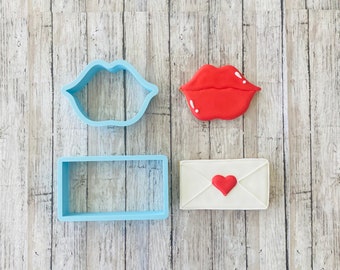 Lips & Envelope Cookie Cutter, valentines cutter, envelop cutter, lips cutter, love  cutter, letter cutter, holiday cutter, kissing cutter