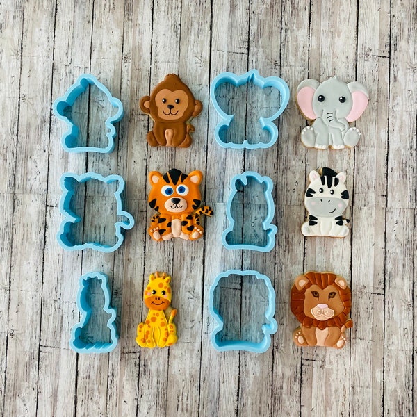 Zoo Animal Cookie Cutter, zebra cutter, tiger cutter, elephant cutter, giraffe cutter, lion cutter, monkey cutter