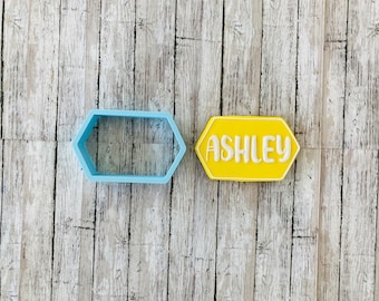 Long Hexagon Cookie Cutter, frame cutter, wedding cutter, bridal shower cutter, shower cutter, shape cutter, plaque cutter