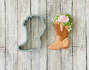 Boot with Florals Cookie Cutter, boot cutter, flower boot cutter, girl cutter, rodeo cutter, cowgirl boot cutter