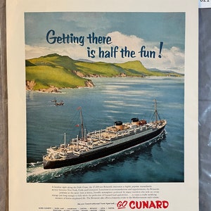 Cunard Line Cruise Ship - Holiday Magazine – August 1955 – Ad #621