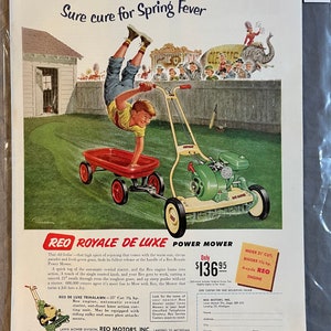REO Lawn Mower - Saturday Evening Post – May 1952 – Ad #582