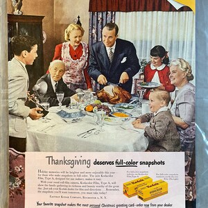 Kodak Film & Cameras - Thanksgiving - Saturday Evening Post – November 1949 – Ad #566