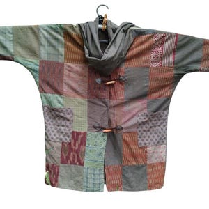 Vintage Patchworks Haori Kimono Japanese Traditional Cardigan Happi Jacket  Noragi Hanten Jinbei Art Pattern Design Fits Size L XL W100