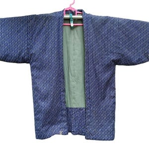 Vintage Hanten Padded Haori Kimono Japanese Traditional Cardigan Happi Jacket Robe Noragi Jinbei Uppawari Art Pattern Fits Size L XL W63