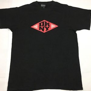 Vintage 90s DKNY Donna Karan New York Big Logo Printed Tee T-shirt Unisex Wear Inspired Designer Streetwear Size L CC013