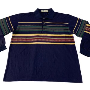 HERMES ポロシャツ　polo shirts 70s 80s 90s Hermes Women's XL 1990s Rythmes Gold Navy Nautical Vintage