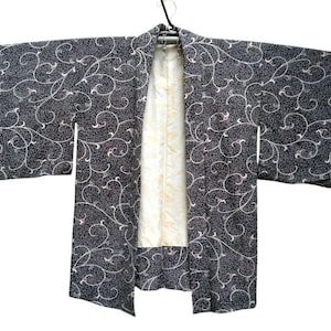Vintage Haori Silk Art Motif Robe Kimono Japanese Traditional Cardigan Happi Jacket Noragi Yukata Sashiko Hanten Jinbei Fit Size M L W221