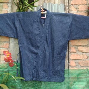 Vintage Sashiko Noragi Haori Light Denim Kimono Japanese Traditional Cardigan Happi Jacket Jeans Jinbei Kendo Fits Size L XL W08