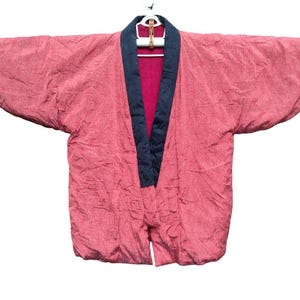 Hanten Padded Kimono Japanese Traditional Cardigan Happi Jacket Haori Noragi Jinbei Minimalist Motifs Design Fits Size L XL W05