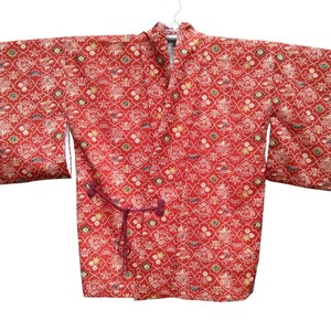 Vintage Haori Floral Art Motif Robe Kimono Japanese Traditional Cardigan Happi Jacket Noragi Yukata Sashiko Hanten Jinbei Fit Size M L W230