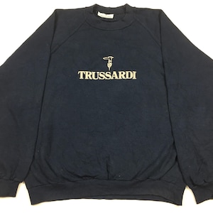 Vintage 90s Trussardi Pullover Crewneck Sweatshirt Big Logo Design Inspired Designer Unisex Wear Size Streetwear L CC033