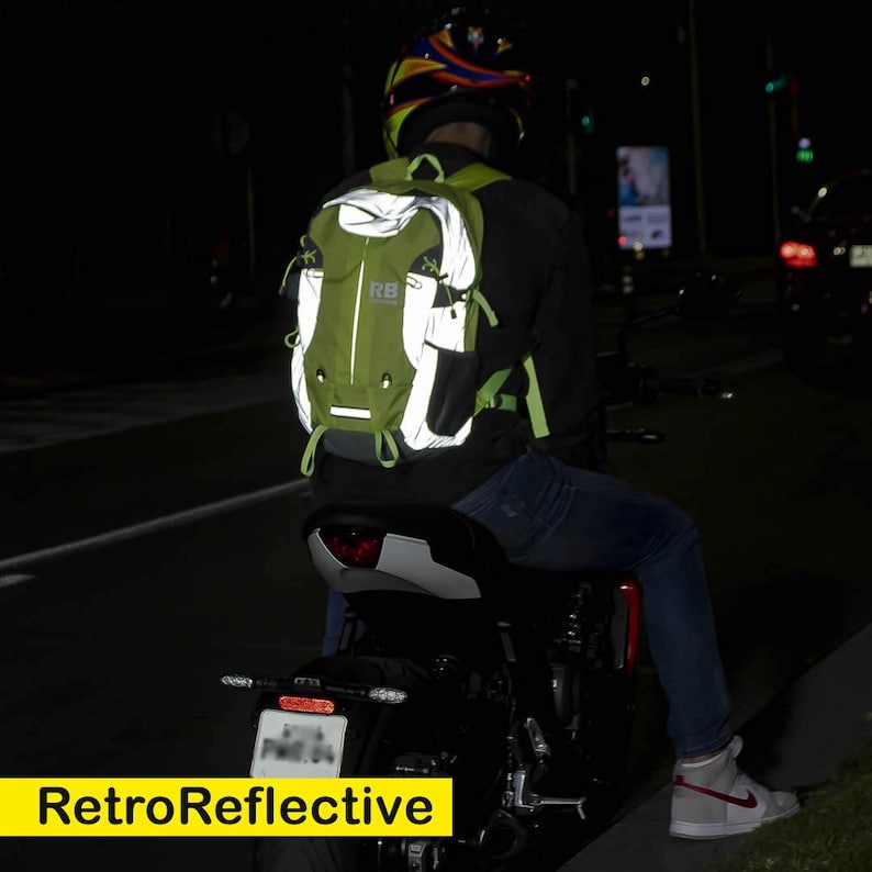 Reflektierender Motorrad- & Fahrradrucksack | Hi-Vis wasserdichte Umhängetasche Gelb - Riderbag Reflektor35 Bild 2