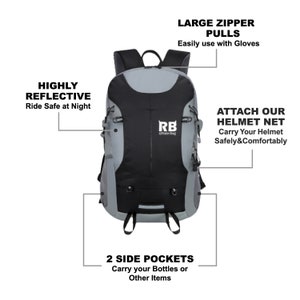 High Visibility Reflective Black Bike Bag and Motorcycle Backpack Daypack Riderbag Reflektor35