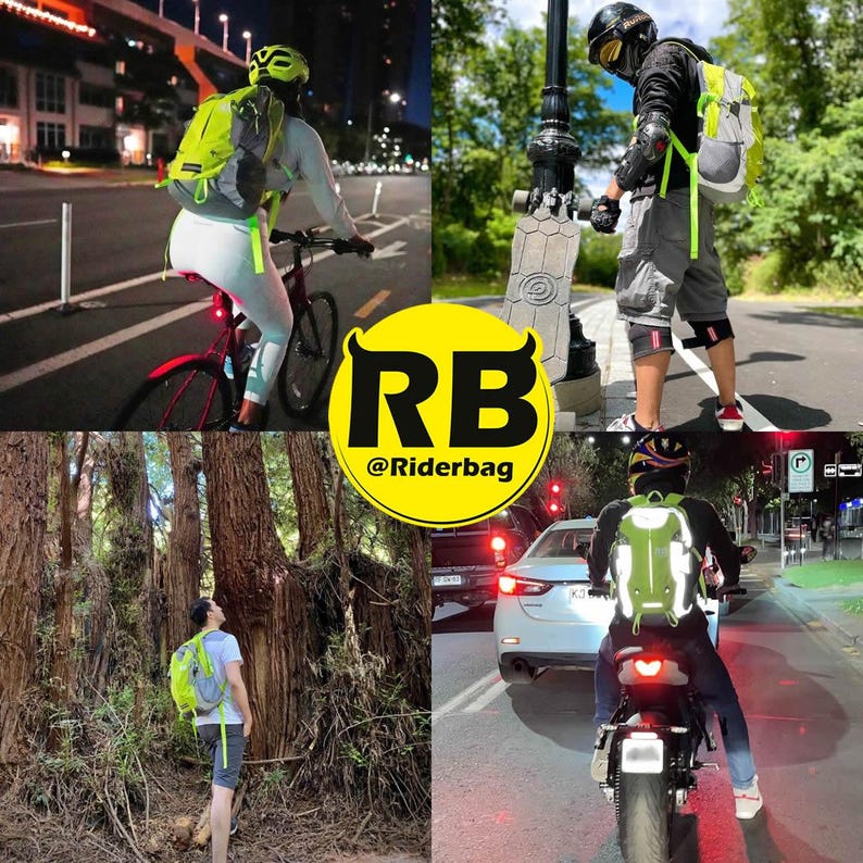 Reflektierender Motorrad- & Fahrradrucksack | Hi-Vis wasserdichte Umhängetasche Gelb - Riderbag Reflektor35 Bild 3
