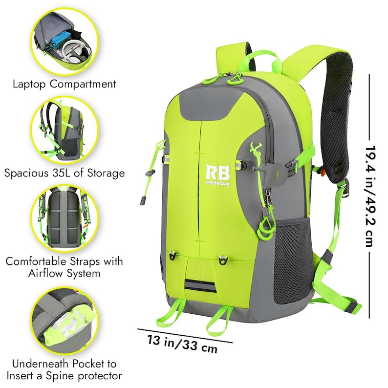 Reflektierender Motorrad- & Fahrradrucksack | Hi-Vis wasserdichte Umhängetasche Gelb - Riderbag Reflektor35 Bild 4