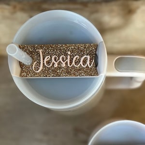 Gepersonaliseerde glitter naamplaatje, aangepaste Stanley naam topper, aangepast cadeau, cadeau-ideeën voor moeder, moeder cadeau, leraar cadeau, cadeau-ideeën