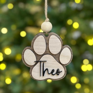Dog Ornament, Name Tag, Customized Stocking Tags, Christmas Stocking Name Tags, Name Ornament, Wooden Tags, Paw buddy, Puppy Ornament Tag