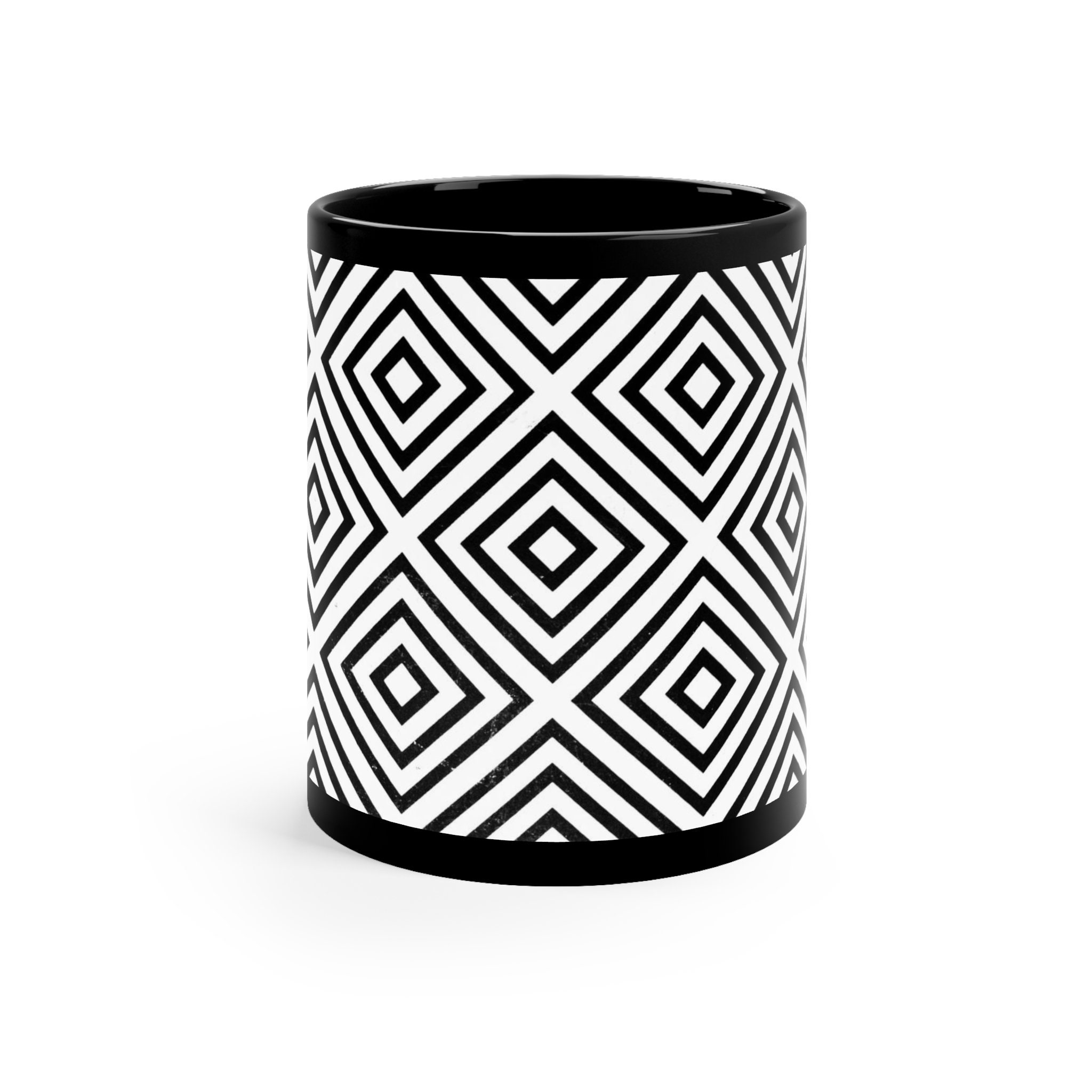 Simple Modern Black and White Geometric Pattern Coffee Mug by  BlackStrawberry