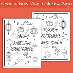 Chinese New Year Coloring Page, Printable Chinese New Year Activity, Chinese New Year Kids Coloring Sheet, Lunar Coloring Printable, PDF