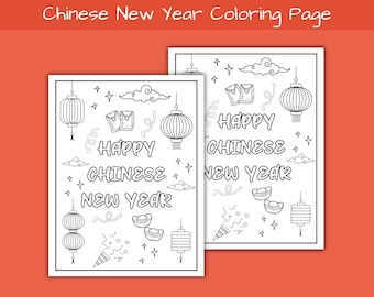 Chinese New Year Coloring Page, Kids Activity (PDF)