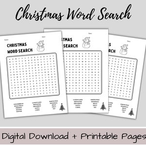 Christmas Word Search, Christmas Word Games, Christmas Activity Printable, Printable Word Search, Christmas Party Game, Winter Games, PDF