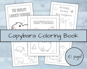 Capybara Coloring Pages Bundle | Capybara Print Digital Download | Floral Coloring Pages | Kawaii, Animal Kingdom, Safari, Capybaras | PDF