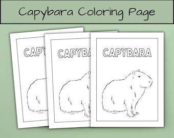Capybara Coloring Page | Kids and Adults, Animal Doodle (PDF, PNG)