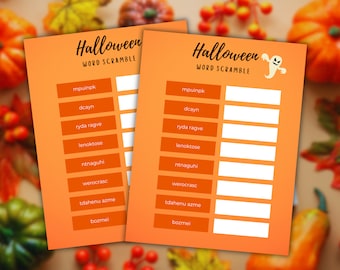 Halloween Word Scramble Game, Halloween Word Search, Printable Halloween Party Activities, Halloween Party Games, Instant Download, PDF