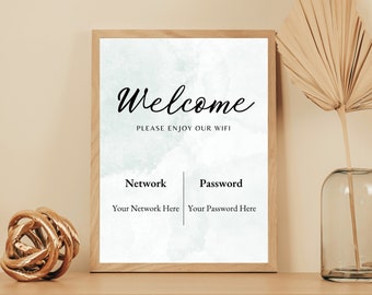Wifi Password Sign, Editable Wifi Password Sign Template, Wifi Password Sign Printable, Guest Wifi Sign, Home Wifi Sign, Airbnb Wifi Sign