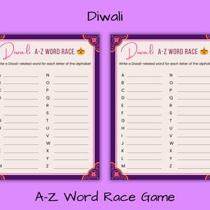 Diwali Word Race Game, Printable Diwali Party Games Activity for Kids and Adults, Diwali Kids Craft and Worksheets, Word Scramble, PDF