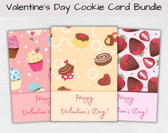 Paquete de minitarjetas para galletas de San Valentín, etiquetas para galletas de San Valentín de 3,5 x 5 pulgadas, minitarjeta para galletas imprimible, empaque para galletas, etiqueta para golosinas en formato PDF