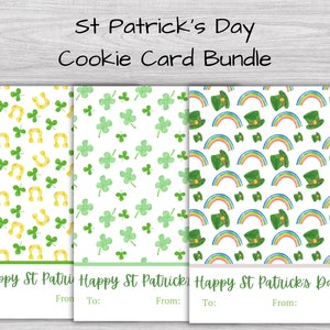 Lot de mini-cartes à biscuits pour la Saint-Patrick, 3,5 x 5 po. Étiquettes à biscuits pour la Saint-Patrick, mini carte à biscuits imprimable, emballage pour support de biscuits PDF